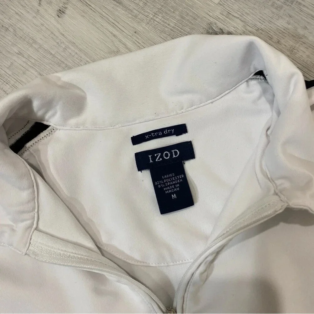 IZOD x-tra dry 1/4 Zip White and Black Polo Shirt Size M - Picture 8 of 16